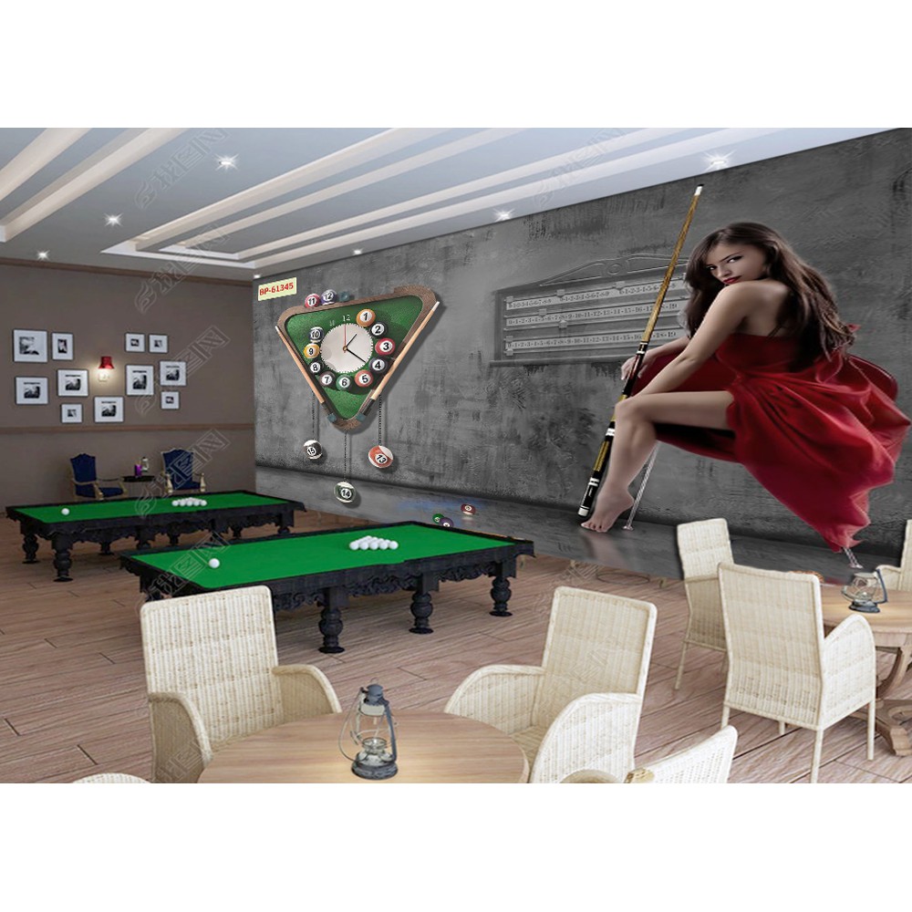 Tranh lụa 3d trang trí quán Bi-a Kích Thước 1,5m x 2m Bi-a 6