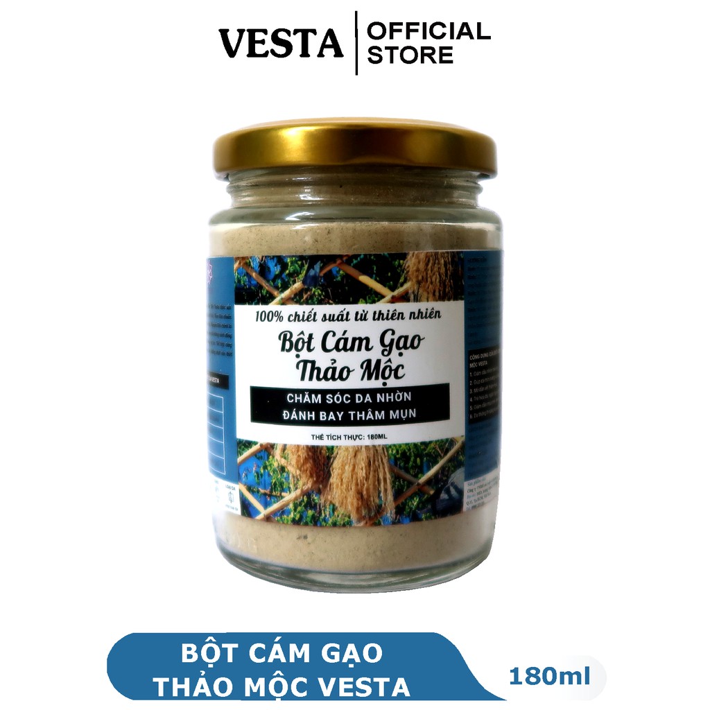 Bột Cám Gạo Thảo Mộc Nguyên Chất Vesta Lọ 180ml