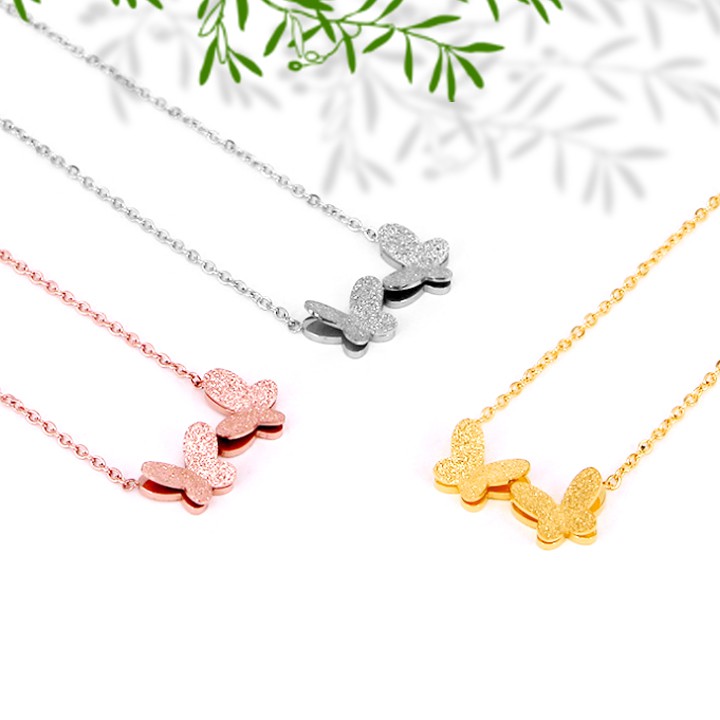 dây chuyền nữ titan cao cấp hình con bướm phun cát siêu đẹp, bền màu, chuẩn thời trang