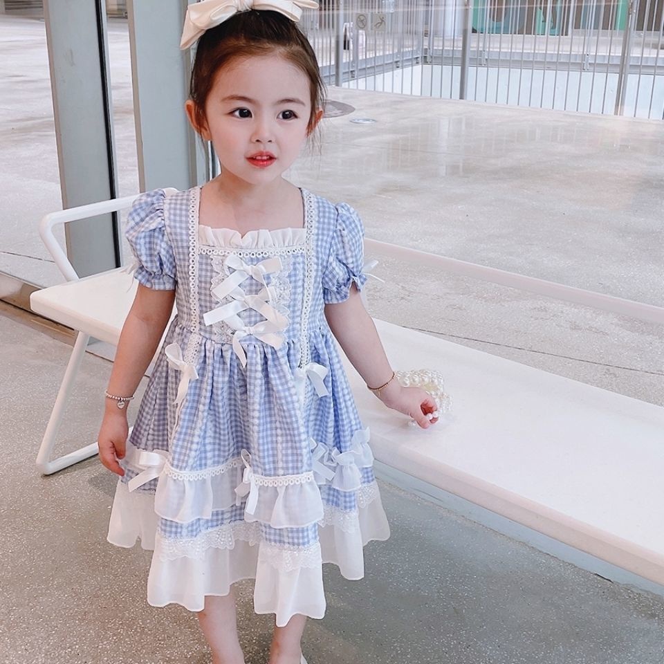 Girls' dress summer 2022 new children's Lolita style princess dress little girl's Pengpeng skirt baby performance 4ufD