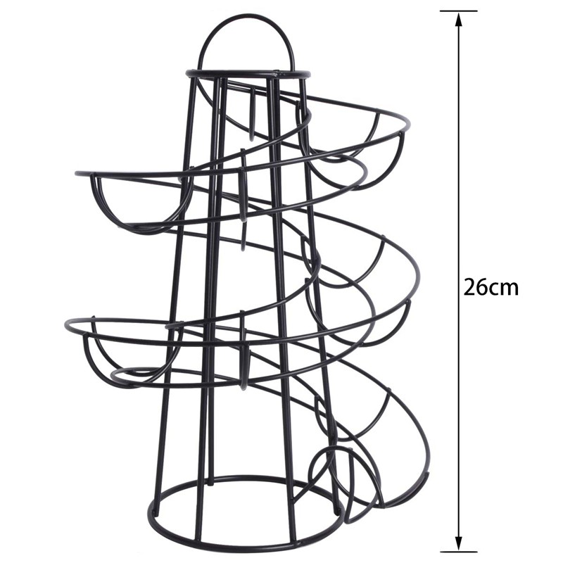 Spiraling Design Metal Standing Egg Skelter/Dispenser Rack (Black)#HAVN