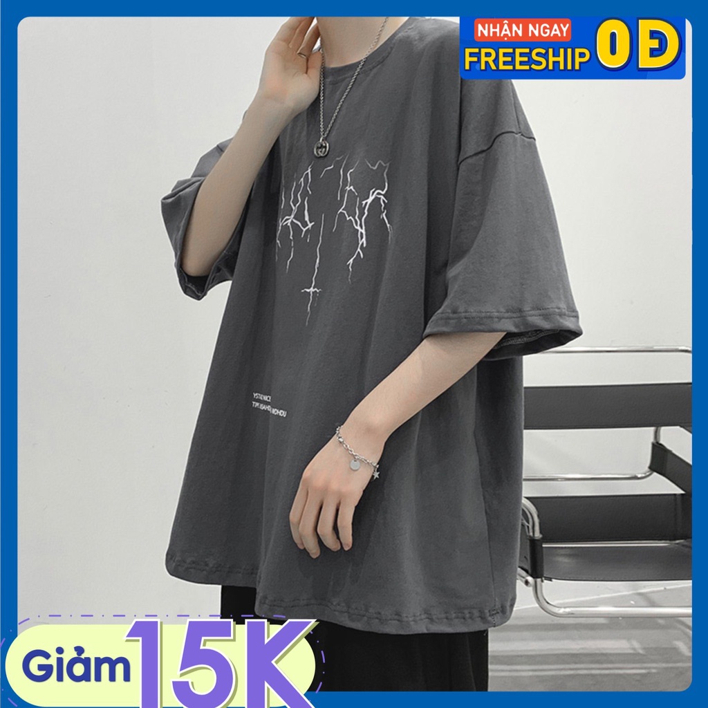 Áo Thun Tay Lỡ Cá Tính Phong Cách Hàn Quốc Hàng Cao Cấp Vải Cotton Dày Mịn