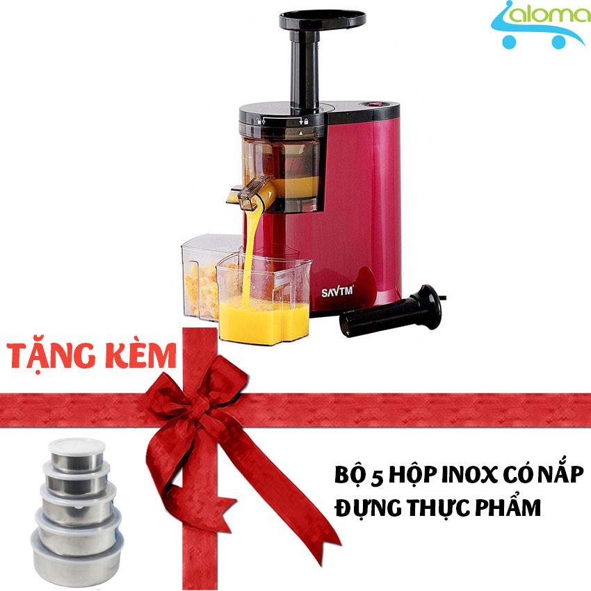 Máy ép trái cây hoa quả tốc độ chậm SAVTM JE-07 - Tặng kèm bộ 5 hộp inox có nắp đựng thực phẩm