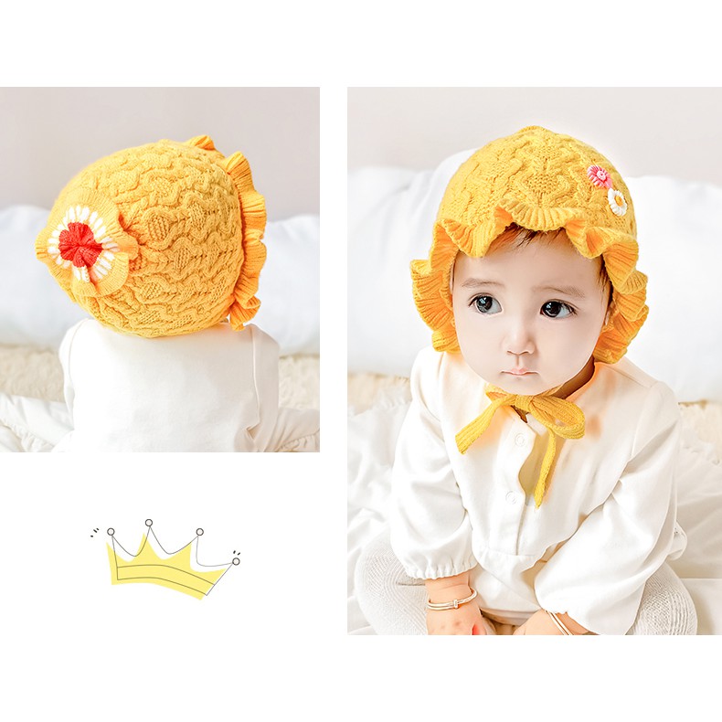 Nón len bèo cột dây hai hoa cúc nhí dễ thương