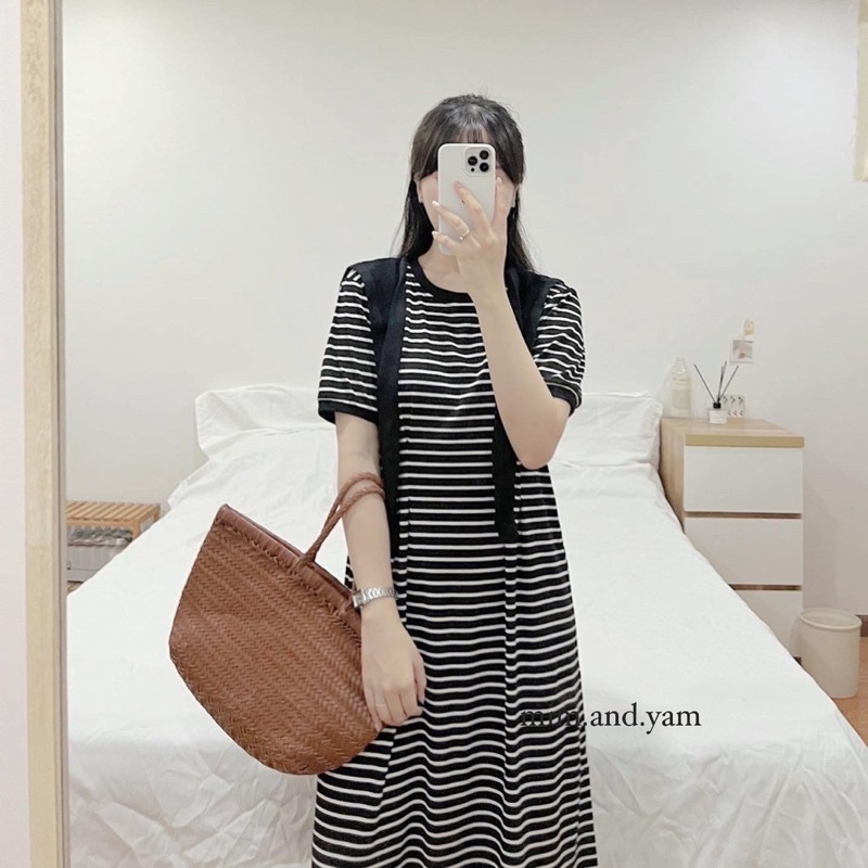 Váy thun kẻ 2 màu