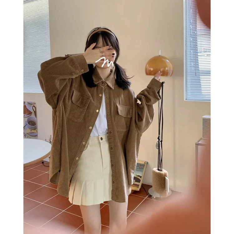 Áo Sơ mi Nhung Tăm - Áo dài tay có cổ unisex Daski | BigBuy360 - bigbuy360.vn