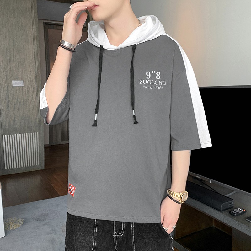 Áo Hoodie Ngắn Tay Dáng Rộng Thời Trang Mùa Hè Dành Cho Nam Sinh