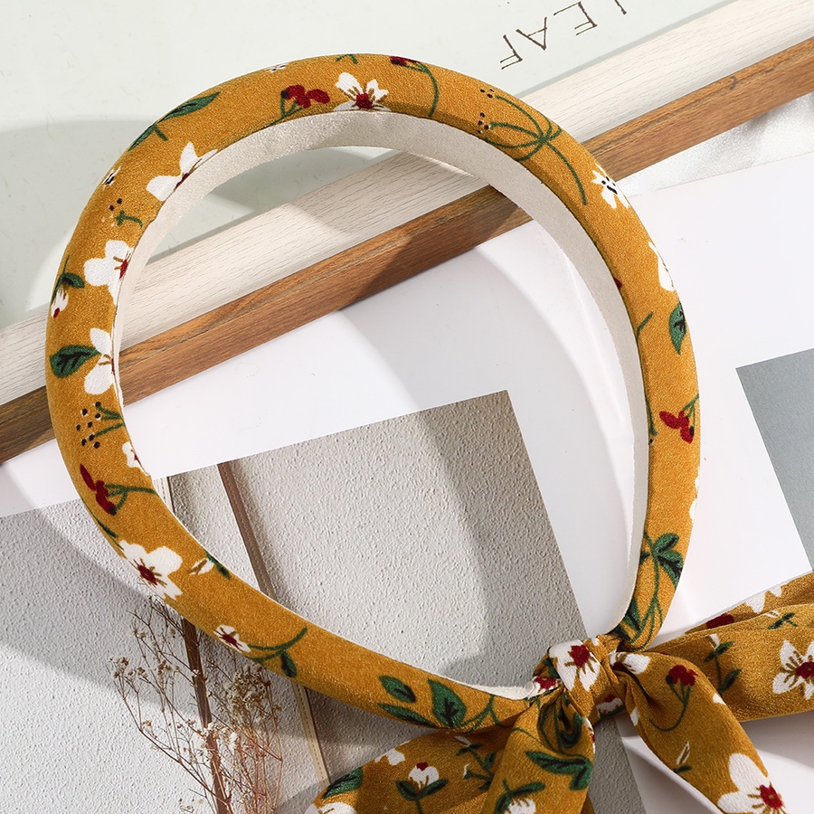 Băng đô thắt nơ ruy băng bản rộng in họa tiết dễ thương phong cách Hàn Quốc thời trang dành cho nữ
