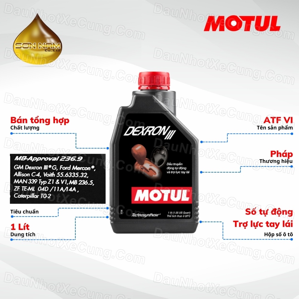 Nhớt Hộp Số Tự Động Trợ Lực Tay Lái Motul Dexron III 1Lit