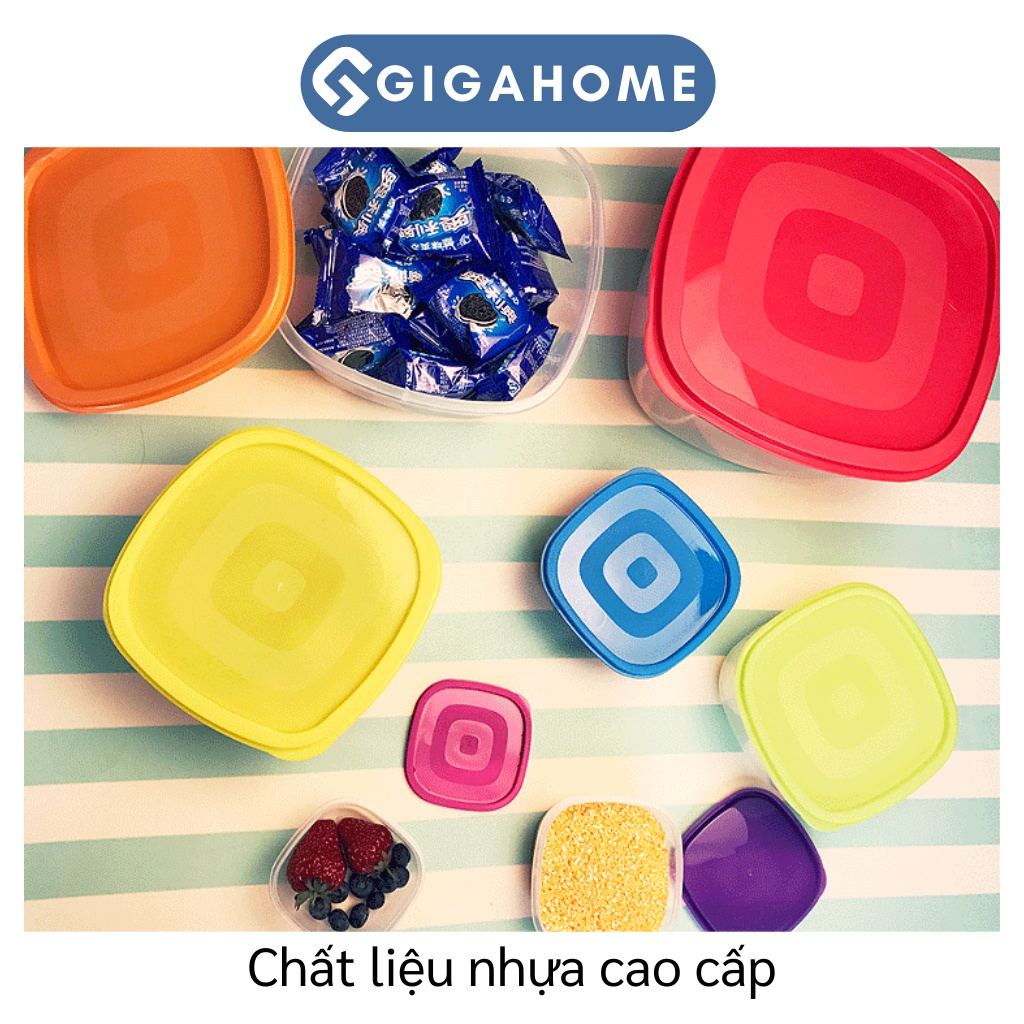 Bộ 6 Hộp Nhựa Đựng Thực Phẩm Hình Chữ Nhật GIGAHOME Bảo Quản Tủ Lạnh 7899