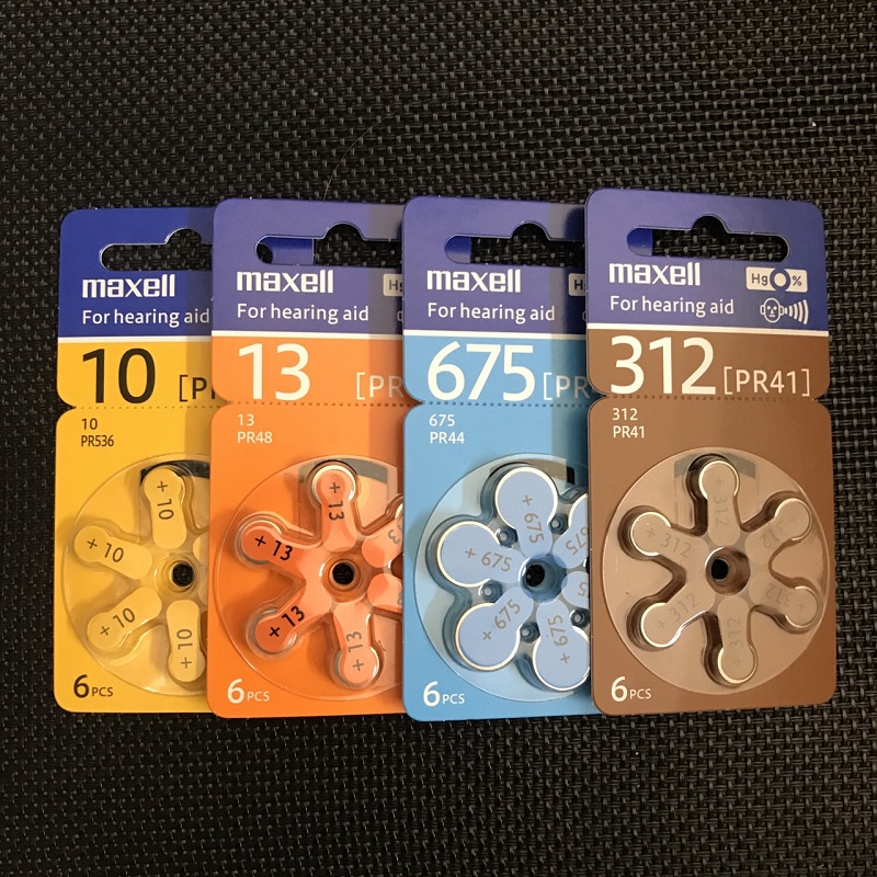 Pin Máy Trợ Thính Maxell PR48-13 / PR44-675 / PR536-10 / PR41-312 Chính Hãng Vỉ 6 Viên