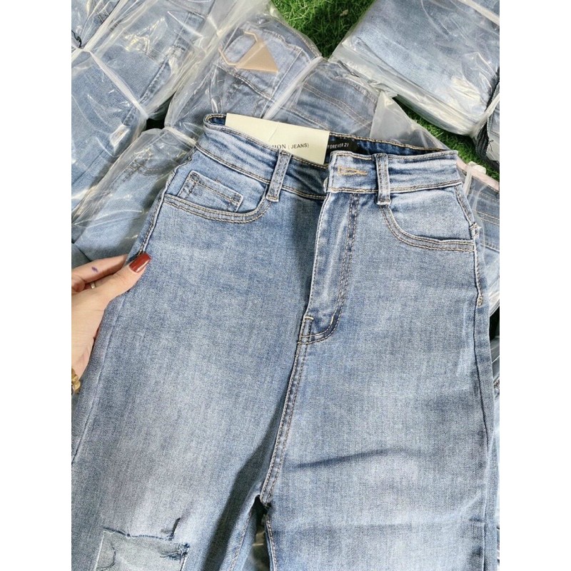 ♨️Quần Jeans Dài Lưng Cao Co Giãn Rách NM | BigBuy360 - bigbuy360.vn