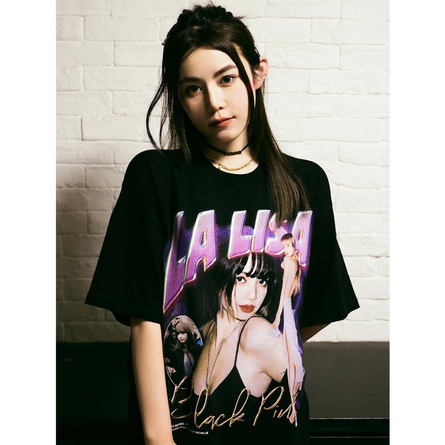 Áo Thun Thời Trang Tay Lỡ Lisa Unisex - Đen/Trắng Cổ Tròn | Blackwork