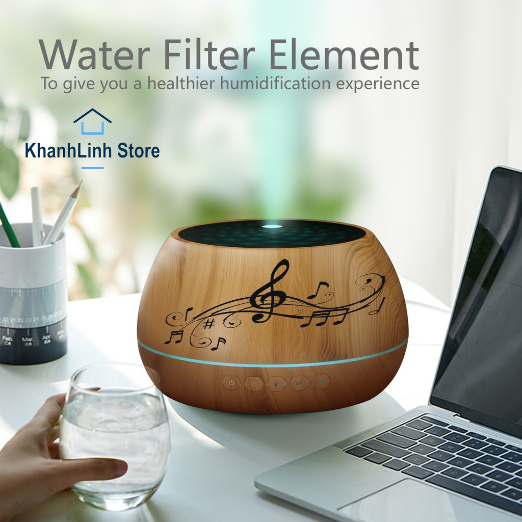 Hot 2020_ [NGHE NHẠC + REMOTE +TINH DẦU TẶNG] Máy Khuếch Tán Tinh Dầu Tạo Ẩm Không Khí Dung Tích 1000ml -  Loa Nghe Nhạc
