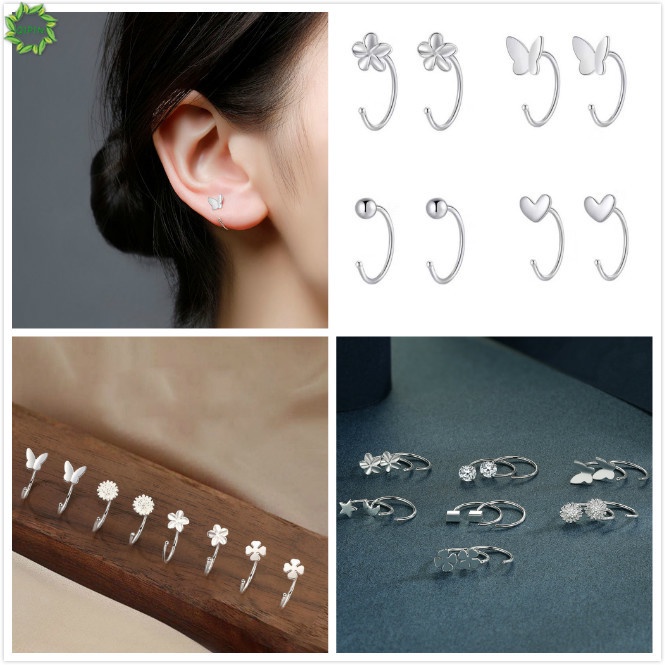 Cặp khuyên tai dạng móc mini phong cách Hàn Quốc cho nữ