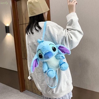 Balo đi học lông nhung hình Stitch nhồi bông dễ thương sức chứa lớn dành cho bạn gái