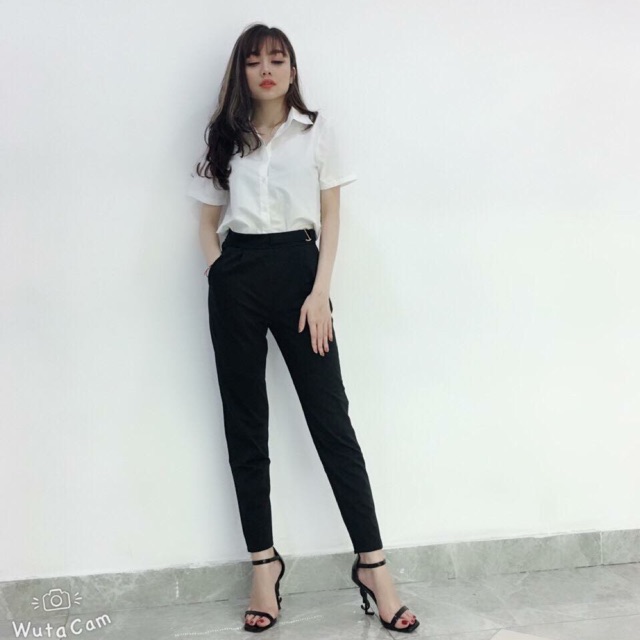 Quần vải baggy than, đen
