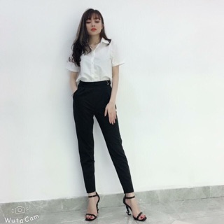 Quần vải baggy than, đen