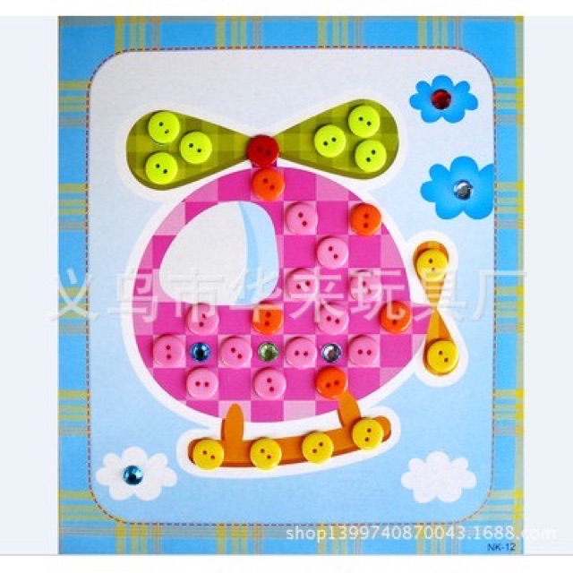 Tranh giấy trang trí dán nút áo cho bé