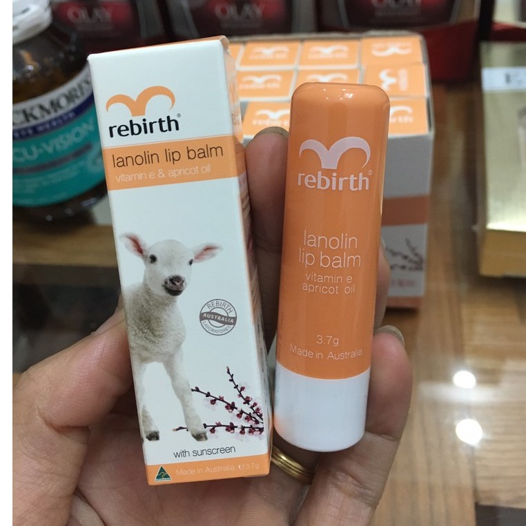 Son dưỡng môi chống nắng giàu Vitamin E Rebirth lanolin lip balm