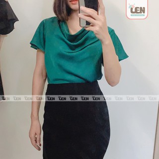 Áo lụa cổ nếp đổ 01 Lenkids, sang trọng- thoáng mát.