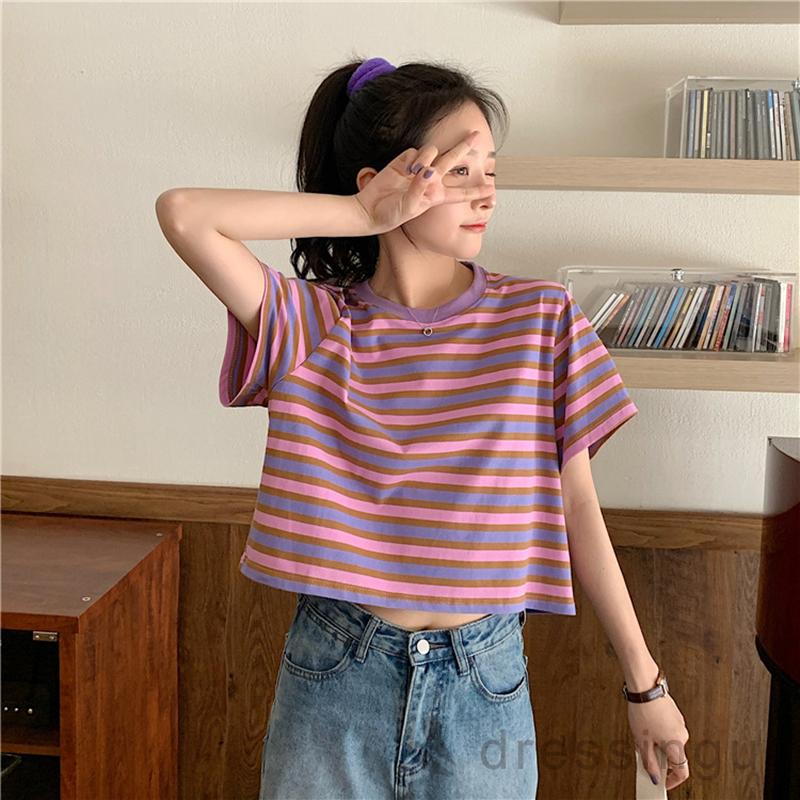 Áo Thun Nữ Tay Ngắn Kẻ Sọc Thời Trang