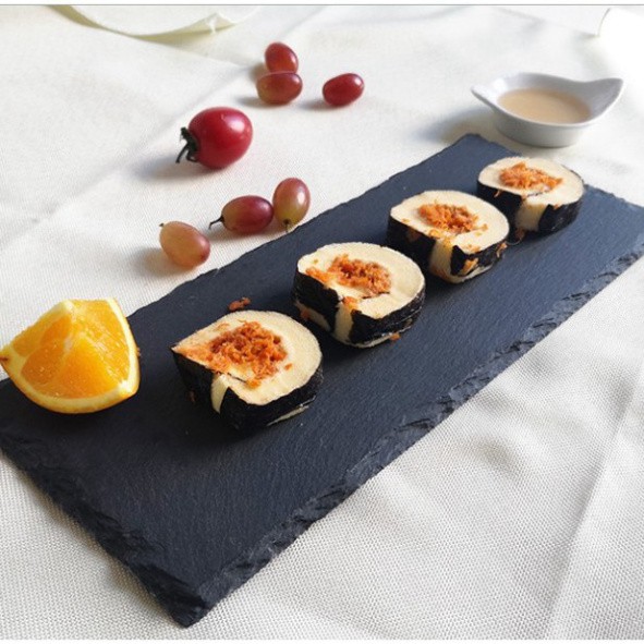 Đĩa đá đen trang trí chụp ảnh food, bánh, sản phẩm vintage. khay đá decor bàn tiệc, bàn ăn