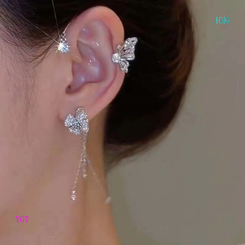 Khuyên Kẹp Vành Tai Hình Bướm Màu Sắc Lấp Lánh Dành Cho Nữ