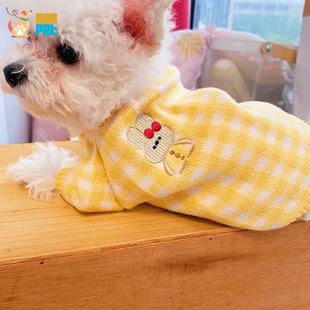 Áo Len Hàn Quốc Chó Mèo Quần Áo Thú Cưng Mùa Thu và Mùa Đông Hình Thỏ Thêu Cao Cấp Hihapet.