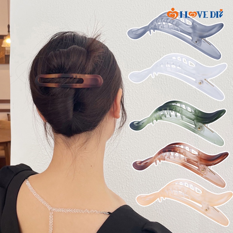 Kẹp Tóc Càng Cua / Kẹp Tóc Đuôi Ngựa / Trang Điểm Mặt Bằng Acrylic Màu Trơn Cá Tính Cho Nữ