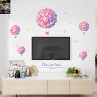 decal dán tường chậu tú cầu