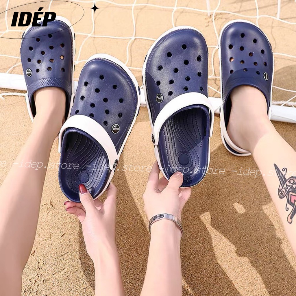 Dép sục CROSS cá nam nữ duet hàn quốc đi mưa siêu nhẹ TẶNG KÈM 6 sticker/jibitz (10 Màu) SL013 - iDép Store