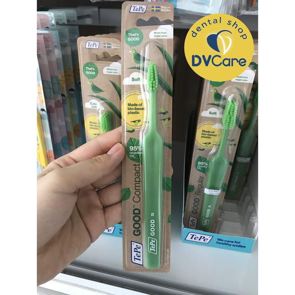 Bàn chải đánh răng đầu nhỏ thân thiện với môi trường TePe GOOD Compact Soft [dvcareshop]