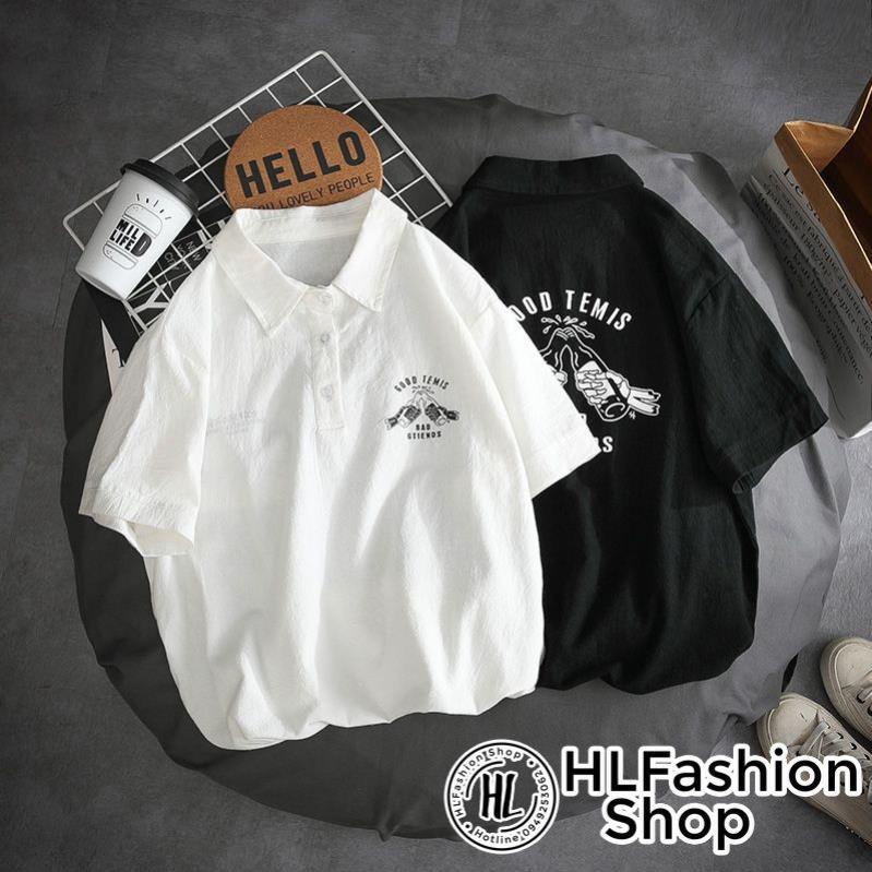 Áo polo thun cổ trụ 2 chai bia good time nam nữ, áo thun size có cổ HLFashion !