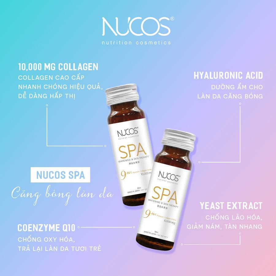 Nước Uống Collagen Nucos Spa Làm Sáng Da Spa Whitening &amp; Skin Theraphy 9-in-1 Collagen Drink (13.500mg x 10)