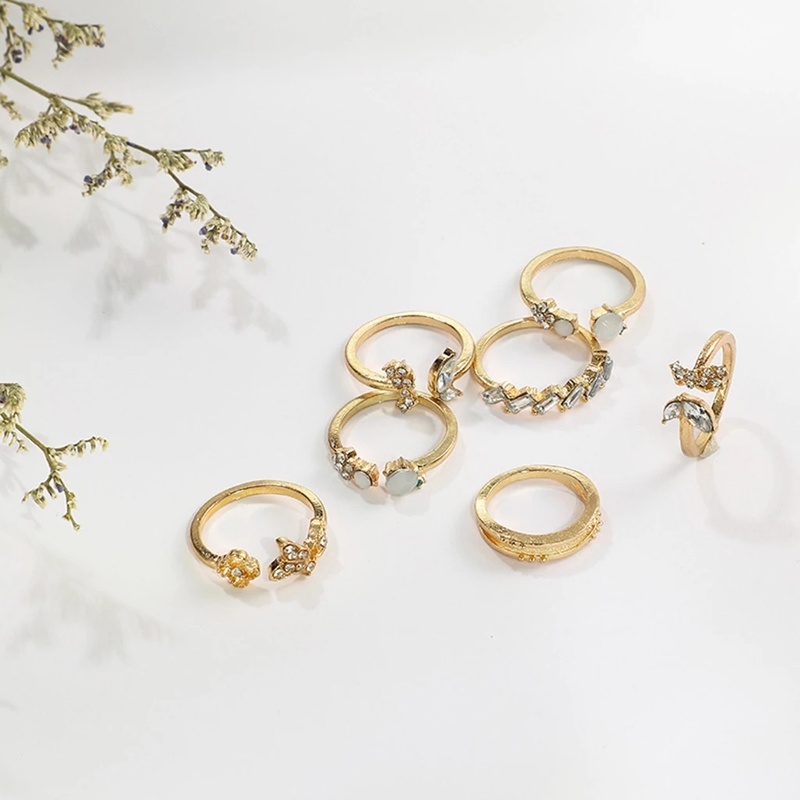 Bộ 7 nhẫn kiểu dáng vintage thời trang cho nữ