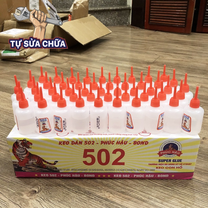 Hộp 50 lọ keo 502 Phúc Hậu - Keo con hổ 502 siêu chắc kết dính nhanh