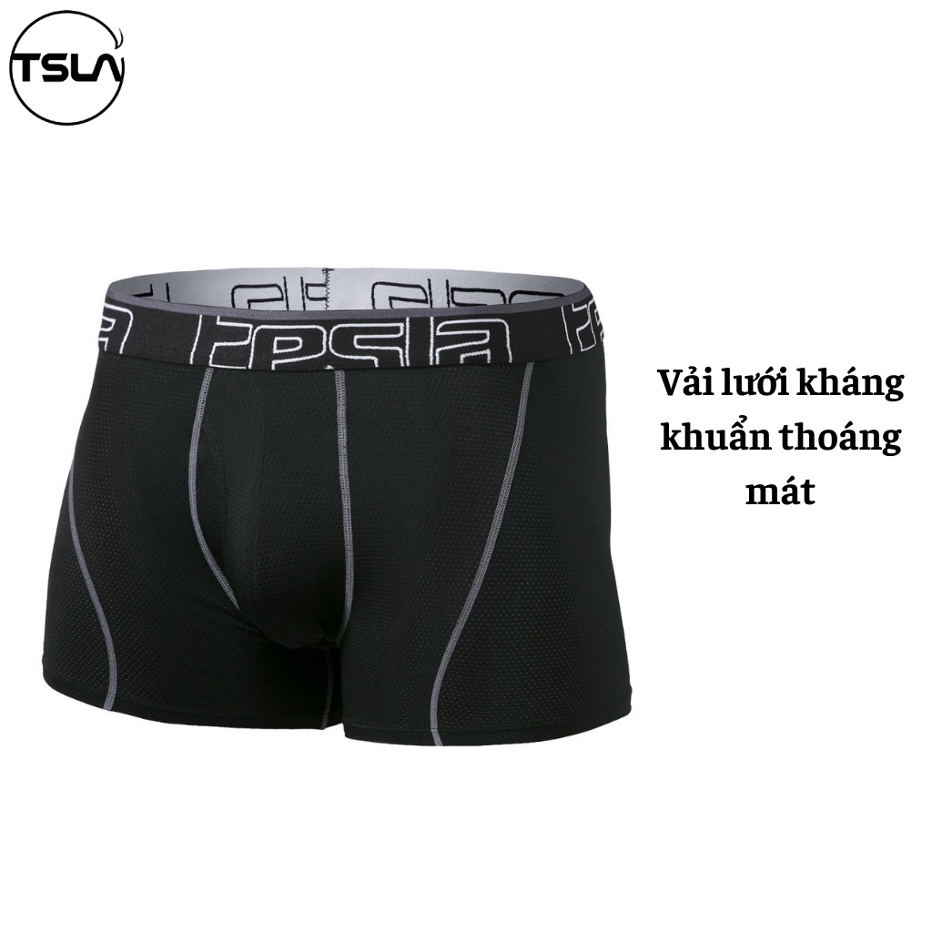 Quần BOXER Nam TSLA BODYFIT Combo 2 cái dạng vải lưới cao cấp mát lạnh kháng khuẩn thoáng khí bigsize TSX3024