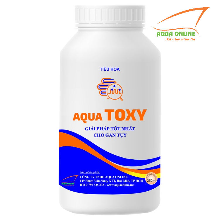 Thuốc Thuỷ Sản AQUA TOXY (250ml), Giải độc gan tuỵ, hấp thu độc tố, sưng gan, vàng gan, teo gan ở tôm, cá, thuỷ sản