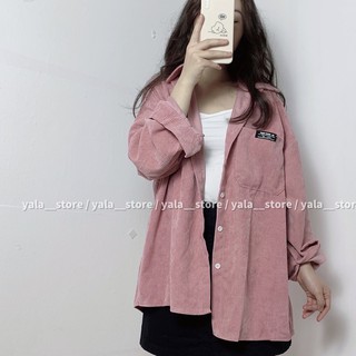 ÁO SƠMI NHUNG GÂN FROM RỘNG.Áo sơmi ulzzang ( ảnh thật shop chụp)