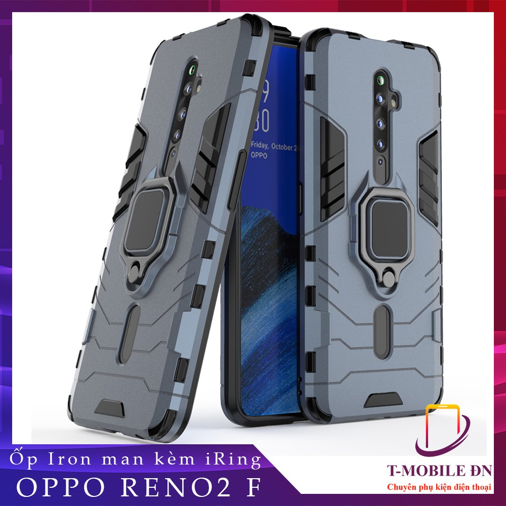 Ốp lưng Oppo Reno2 F / Oppo Reno 2F iron man chống sốc kèm nhẫn iring chống xem video bảo vệ camera