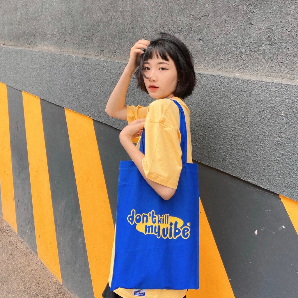 [ Quà tặng mua kèm] Túi Tote vải màu đen Don't Kill My Vibe | DKMV Tote