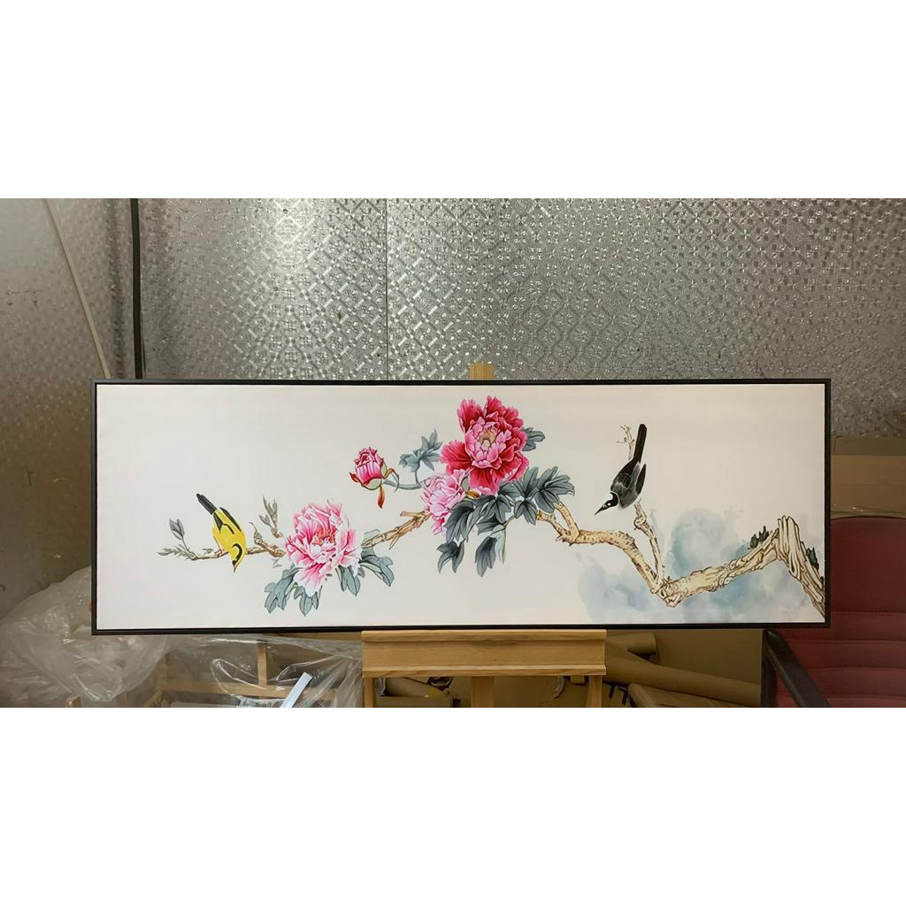 Tranh sen trang trí nhà nhẹ nhàng , tông ấm , treo phòng khách , phòng nhà , phòng ngủ