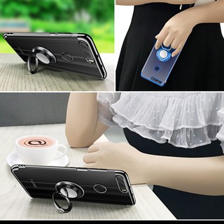 For Huawei Honor 8 Ring Stand Soft Plating Clear Cover