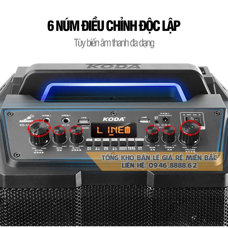 Loa kéo KODA, BLUETOOTH Bass 30  cao cấp - Tặng kèm 02 Micro cao cấp không dây