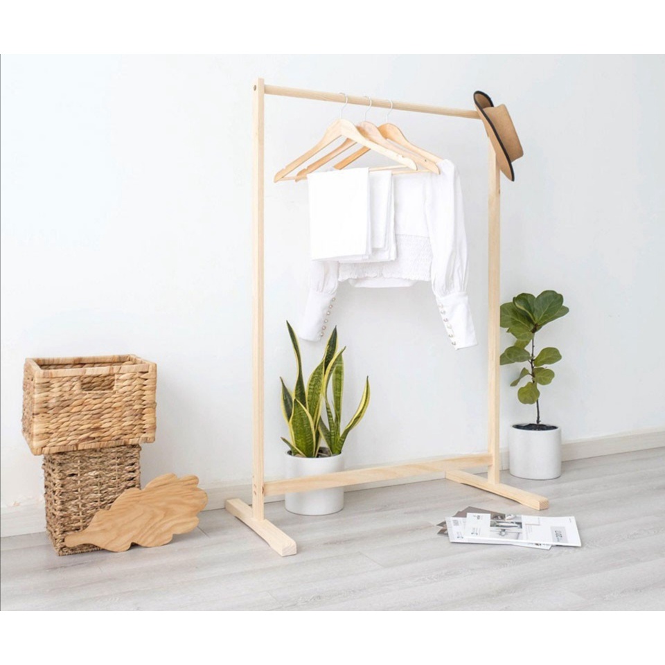 KỆ / GIÁ TREO QUẦN ÁO THANH ĐƠN GỖ THÔNG LẮP RÁP CAO CẤP, CHẮC CHẮN