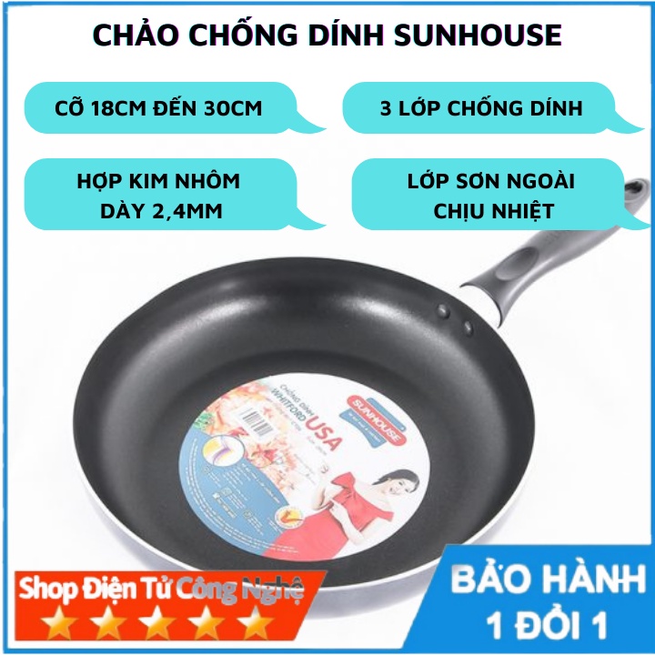 Chảo chống dính Sunhouse Size CT18, CT20, CT24, CT26, CT28, CT30cm