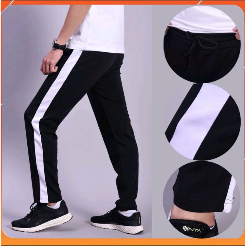 Quần Jogger Nam Nữ phối Sọc ống SUÔNG thun Poly. Phong Cách Thể Dục Thể Thao Năng Động Cá Tính Unisex