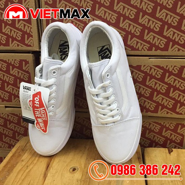 [Kèm Box] Giày Vans Trắng Nam Nữ Cổ Thấp | BigBuy360 - bigbuy360.vn