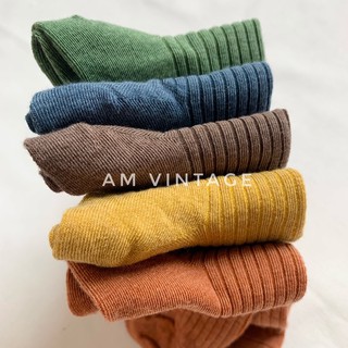 Vớ Gân Tăm Cổ Cao 5 Màu Basic Vintage